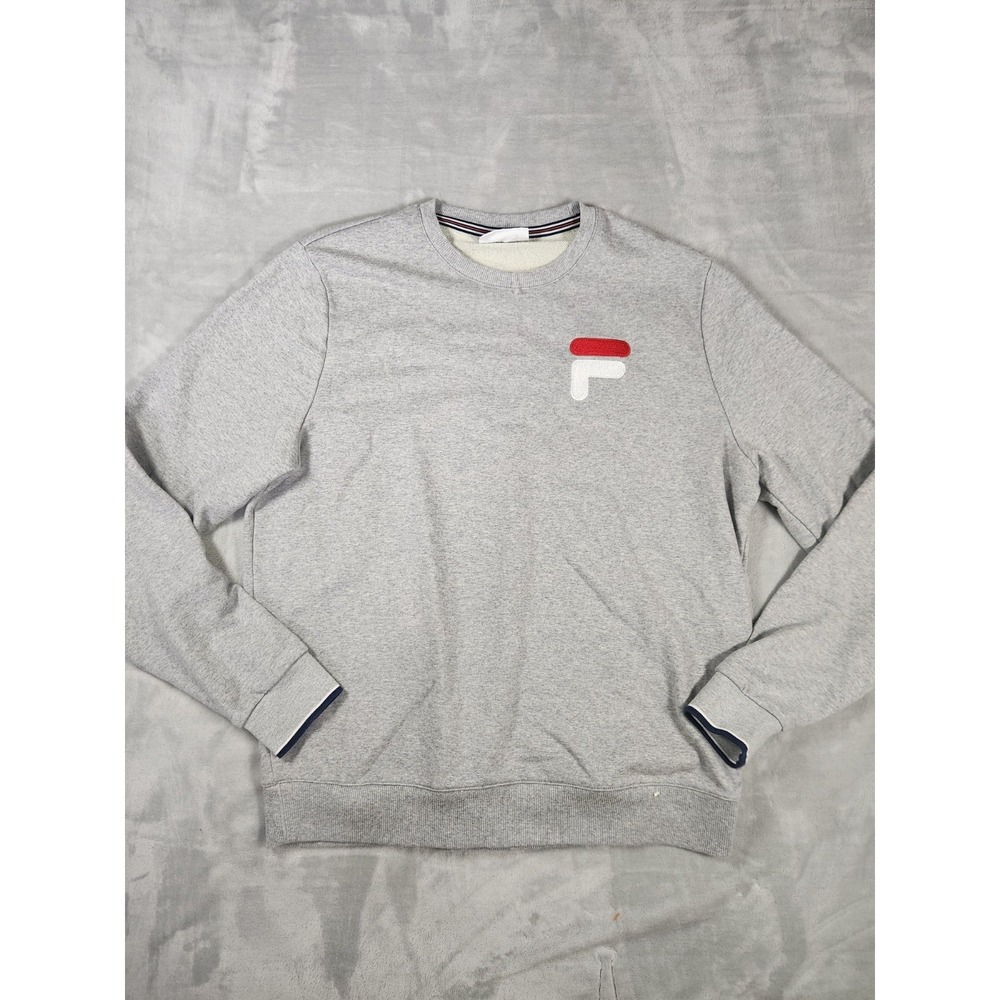 FILA Gray Logo Sweatshirt Mens XL Casual Athletic Streetwear Pullover 2000s Swag